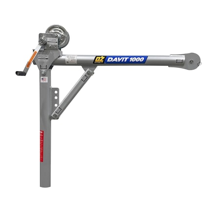 Oz Lifting Products 1000 lb steel davit crane with 2500 lb carbon steel brake winch OZ1000DAV-HND2