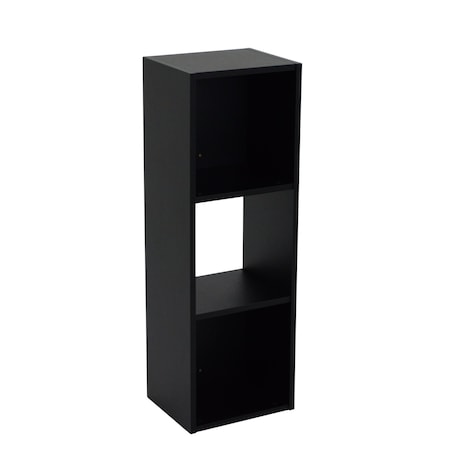 Homeroots 35" Black Solid Wood Three Tier Bookcase 489291