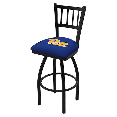 Holland Bar Stool Co 30" Blk Wrinkle Penn State Stationary Bar Stool, Ladder Back L01830Pittsb