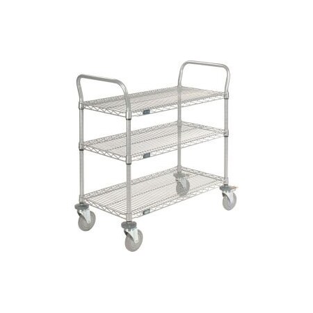 Global Equipment Nexel Utility Cart, 3 Shelf, Nexelate , 30"L x 18"W x 39"H, Polyurethane Brake Casters 1830P3EPB