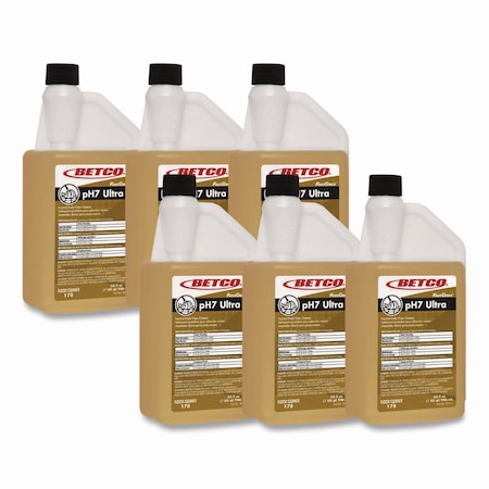 Betco pH7 Ultra Floor Cleaner, Lemon Scent, 32 oz Bottle, 6PK BET 1784800
