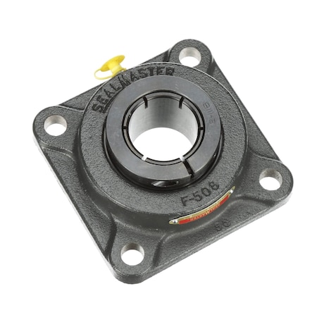 Sealmaster Mounted Cast Iron Four Bolt Flange Ball Bearing - 52100 Bearing Steel, Black Oxided SF-28TC