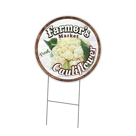Signmission Farmers Market Cauliflower Double Sided Corrugated Plastic Circle Yard, C-16-CIR-DS-WS-Cauliflower C-16-CIR-DS-WS-Cauliflower