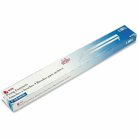 Acco Premium Prong Fasteners, 3" Sheet Capacity, 8-1/4" Length Base, Silver, 50/Box 70723