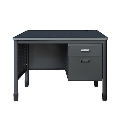 Regency Single Pedestal Desk, Steel Frame, 48 in W 66348SPGY
