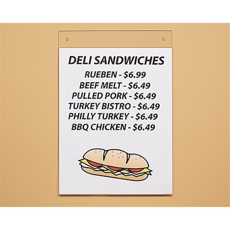 Kinter 8.5 x 0.25 x 11 in. Clear Wall Mount Sign Holder Plastic - 9624404