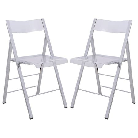 Leisuremod Menno Modern Acrylic Folding Chair, Clear, 2PK MF15CL2