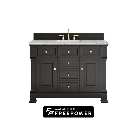 James Martin Vanities Brookfield 48 in. Single Vanity, Black Onyx w/ 3 CM Eternal Jasmine Pearl Silestone Top 547-V48-BKO-FEJP