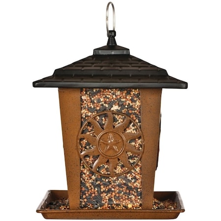 Perky-Pet Seed Lantern Feeder, Sun, Star, 3 lb, Metal, Brown, 10.26 in H, Hanging/Pole Mounting 370