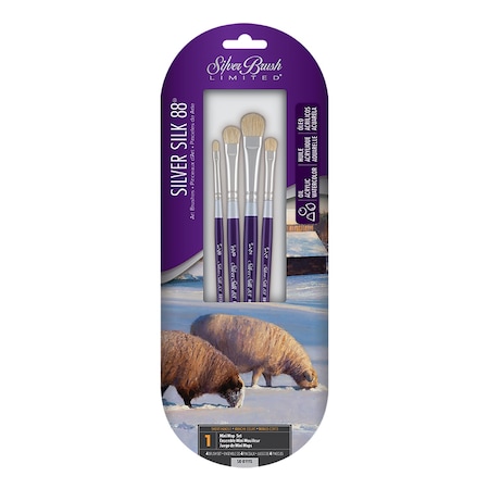 Silver Brush Silver Silk 88 Short Handle Mini Mop Brushes, 4-Piece Set SK-8111S