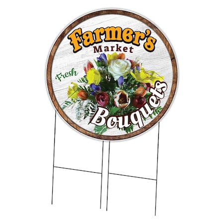 Signmission Farmers Market Bouquets Double Sided Corrugated Plastic Circle Yard Sign, C-36-CIR-DS-WS-Bouquets C-36-CIR-DS-WS-Bouquets