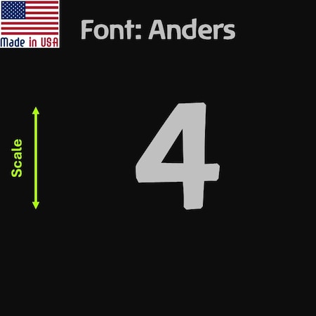 Aacc Self-Adhesive Vinyl Number: 4, Size: 2 in. Color: Silver Font: Anders, 1 sticker AACC-Anders-N4-Silver-I2x1