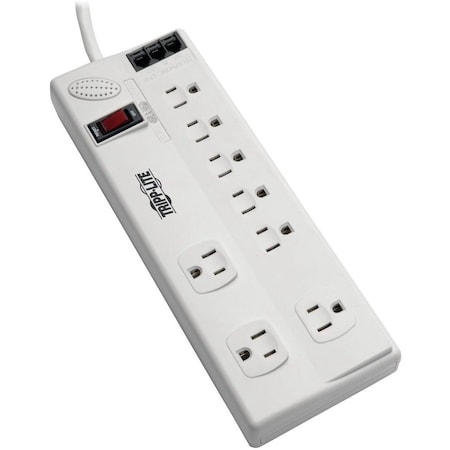Tripp Lite Power Strip, Surge, 8 5-15R, 5-15P, 8 ft., Light Gray TLP808TELTAA