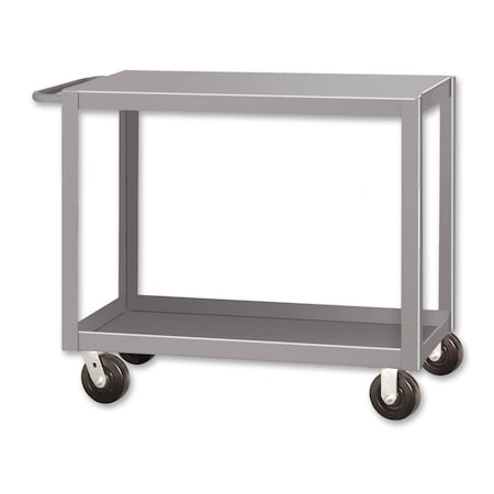 Pucel Heavy Duty Shop Truck, 60 in W x 30 in D x 33.5 in H, Two Shelves, Push Handle, Red 3060-DT-2P
