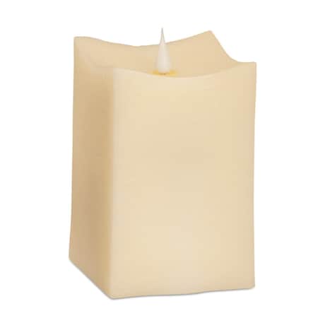 Homeroots Set of Two Beige Flameless Pillar Candle, 2PK 517660