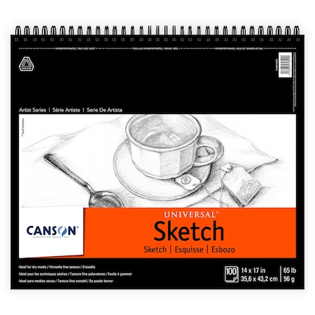 Canson Artist Series Universal Sketch Pad, Top Wire Binding, 100 Sheet, 14x17 inch C100510853