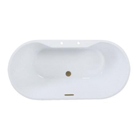 Kingston Brass 51" Acrylic Oval Double Ended Freestanding Tub with Drain, Glossy White/Antique Brass VT7DE512823C423