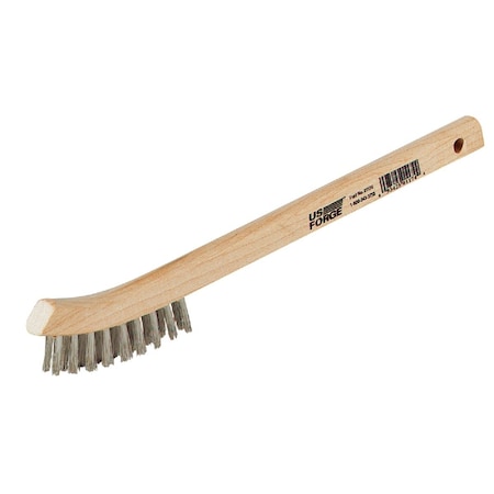 Forney 7-3/4'' Curved Wood Handle Wire Brush with Stainless Steel Bristles 70506