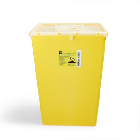 Medline PG-II Flat Sharps Container for Chemotherapy Waste with Port Lid, Yellow, 18 gal., 7PK MDS706318