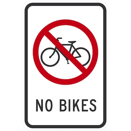 Lyle No Bikes (w/sym), 12x18, Non-Reflective, White G-4821-NA_12x18