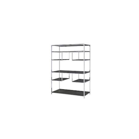 Homeroots Gray And Silver Metal Seven Tier Geometric Bookcase 486295