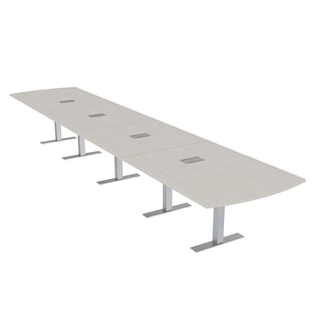 Skutchi Designs 20 Person Conference Table With Power Unit | 20' Arc Rectangle Table | Harmony Series HAR-AREC-48X240-T-K458-ESIL