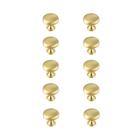 Elegant Decor 1.2 in. Dia. Cadon Multipack Mushroom Knob, Brushed Gold, 10PK KB2002-GD-10PK