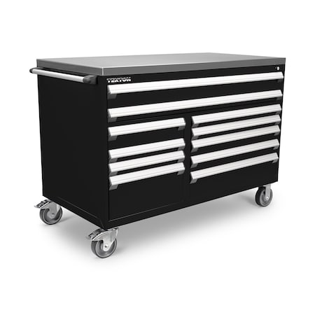 Tekton Rolling Tool Cabinet, 11 Drawer, Black, Steel, 60 in W x 31 in D x 41-1/2 in H OCL64100SST