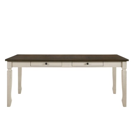 Homeroots 78" Oak and Cream Wood Dining Table 631280