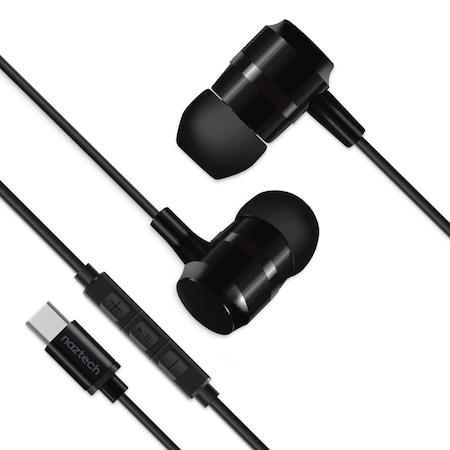 Naztech USB-C Metal Earphones, Black 15262-HYP