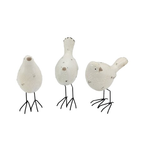 Homeroots Set of Three Black and White Fabric Bird Statue Tabletop Sculpture, 3PK 520810