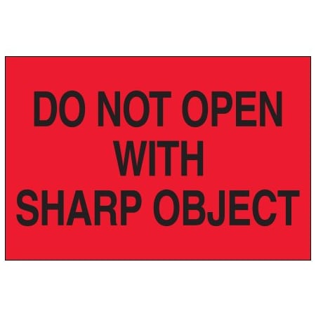Bsc Preferred 2 x 3'' - ''Do Not Open with Sharp Object'' Fluorescent Red Labels DL1618