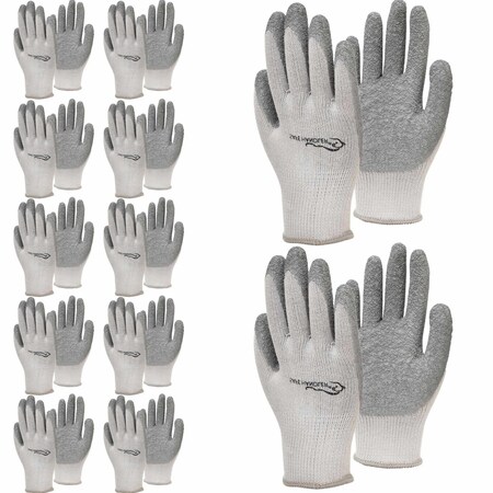 Bison Life Latex Crinkle Coated Work Gloves, Ultra Stretch Grip Gloves for Utility, Grey, 12 Pairs, 12PK BLZ-ESRG-18GY-12