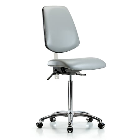 Blue Ridge Ergonomics Clean Room Chair Vin Med Ben Chair, Med, Bk, Dov, CL100, No Arms, 22" to 29" Height, Vinyl, Dove BR-NCR-VMBCH-MB-CR-T0-A0-NF-CC-8567