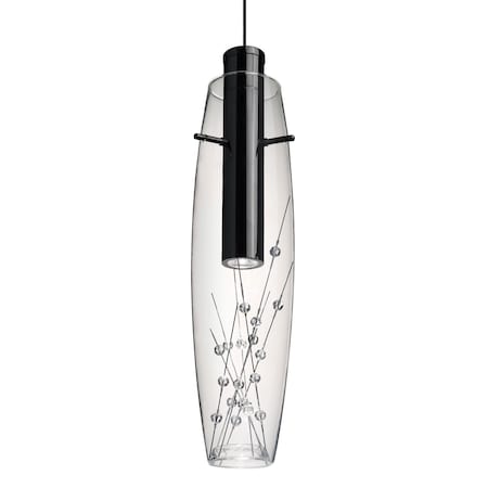 Besa Lighting Besa Willow Pendant, Crystal Rods, Black Finish, 1x 3W LED 1XT-1688WW-LED-BK