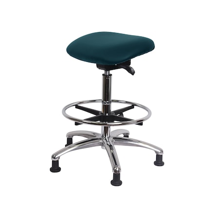 Blue Ridge Ergonomics Vinyl Sit-Stand Chr-Standing Ht with Chr Foot Ring Stat Glides in Colonial Blue Trailblazer Vinyl VSTSS-CR-CF-RG-8546