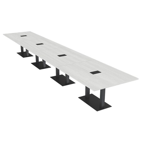 Skutchi Designs Rectangle Conference Table With Power, 48 in W, 264 in L, White HAR-REC-48X264-DOU.BK-WA7976-EBLK