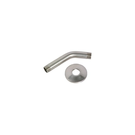 Master Plumber 6-Inch Brushed Nickel Shower Arm With Flange 543-197