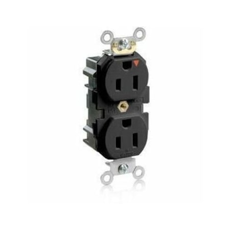 Leviton Lev-Lok Industrial Grade Duplex Receptacle, 15 Amp, 125 Volt M5262-IGE