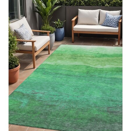 Homeroots 5' X 8' Green And Mint Green Abstract Washable Indoor Outdoor Area Rug 618143