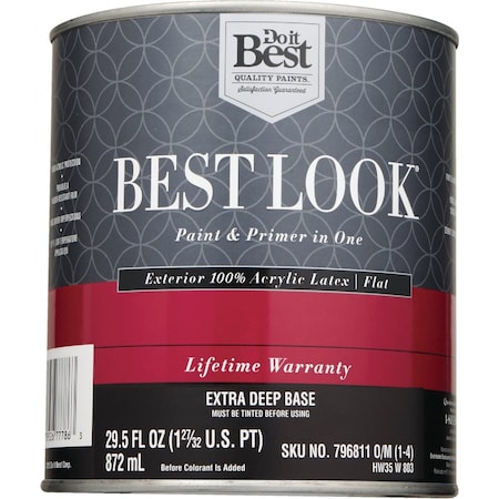 Do It Best 100% Acrylic Latex Premium Paint & Primer In One Flat Exterior House Paint Extra Deep Base 1 Qt. HW35W0803-14