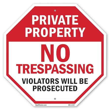 Signmission Private Property No Trespassing Vio, 10 Inch X 10 Inch, Aluminum Metal Signs OC-A-10-167