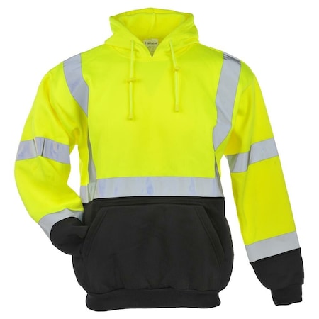 Jj Keller Class 3 High Visibility Reflective Hoodie with Black Bottom, Large, SAFEGEAR 59324