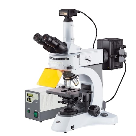 Amscope FM820 Upright Fluorescence Trinocular Compound Microscope 40X-1000X w/Rotating Multi-filter Turret FM820T-12CMC3