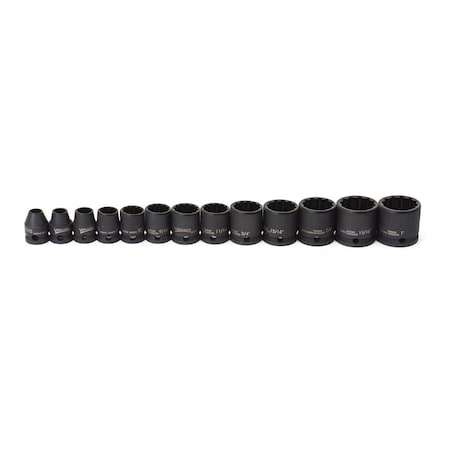Williams 3/8" Drive Impact Socket Black Industrial, 3/8" D, 13pcs. 12Pt JHW36923