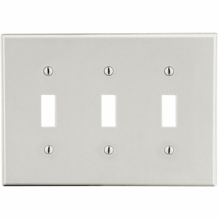 Hubbell Wiring Device-Kellems Wallplate, 3-Gang, 3) Toggle Gang, Light Almond P3LA