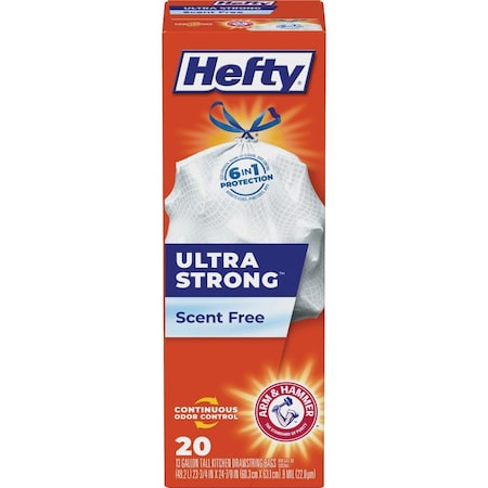 Hefty Ultra Strong 13 Gal. Tall Kitchen White Trash Bag, 20-Count E88312