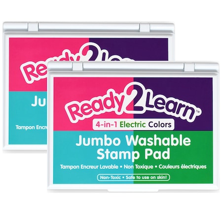 Ready 2 Learn Jumbo Washable Stamp Pad, 4-in-1, Electric Colors, 2PK CE10052