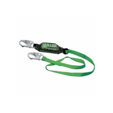 Miller Adjustable Web Lanyard, 6 ft, Harness; Anchorage Connection, 310lb Cap, Green 493-913TWLS-Z7/6FTGN