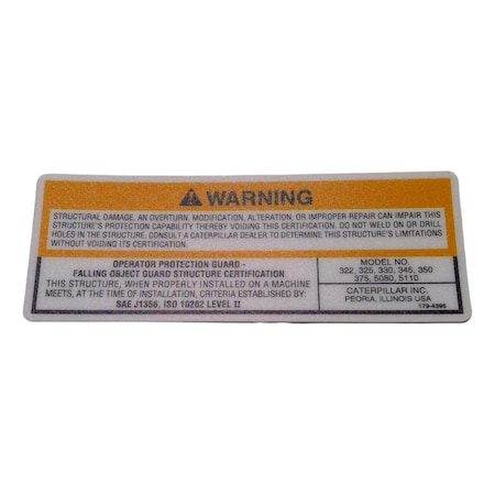 Caterpillar PLATE WARNG, CATERPILLAR OEM 1794395 1794395